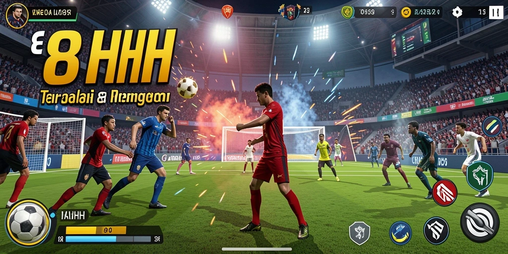 Tampilan gameplay seru dalam 8HHH dengan aksi olahraga yang mendebarkan.