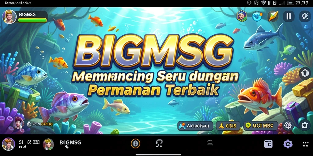 Screenshot menunjukkan gameplay memancing yang seru dalam BIGMSG.