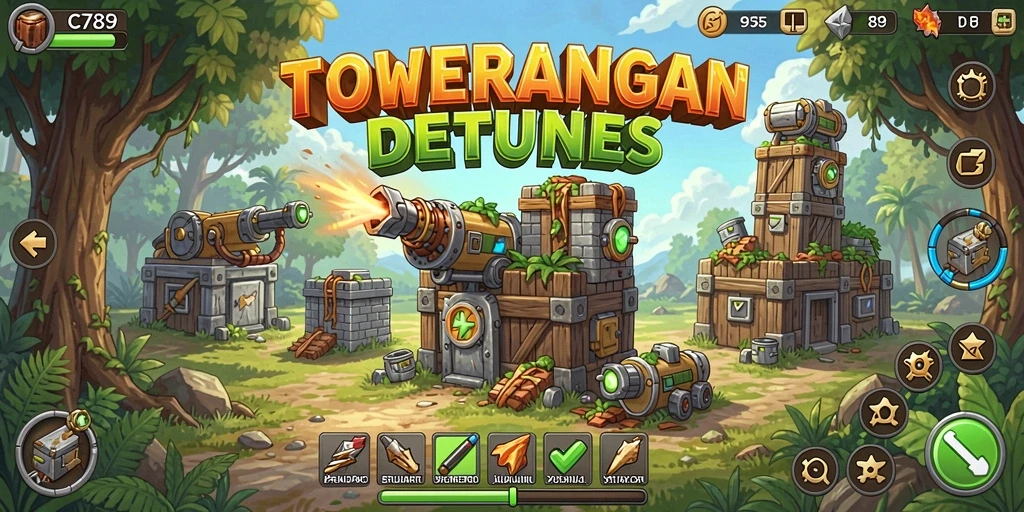 Tangkapan layar dari gameplay C789 yang menegangkan dalam Tower Defense.