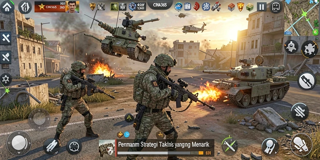Screenshot CINA365 menunjukkan permainan strategi yang mendalam dan taktis.