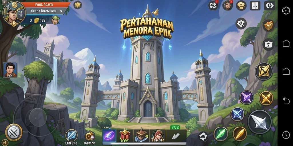 Tangkapan layar gameplay FO8 yang menampilkan aksi Tower Defense seru.