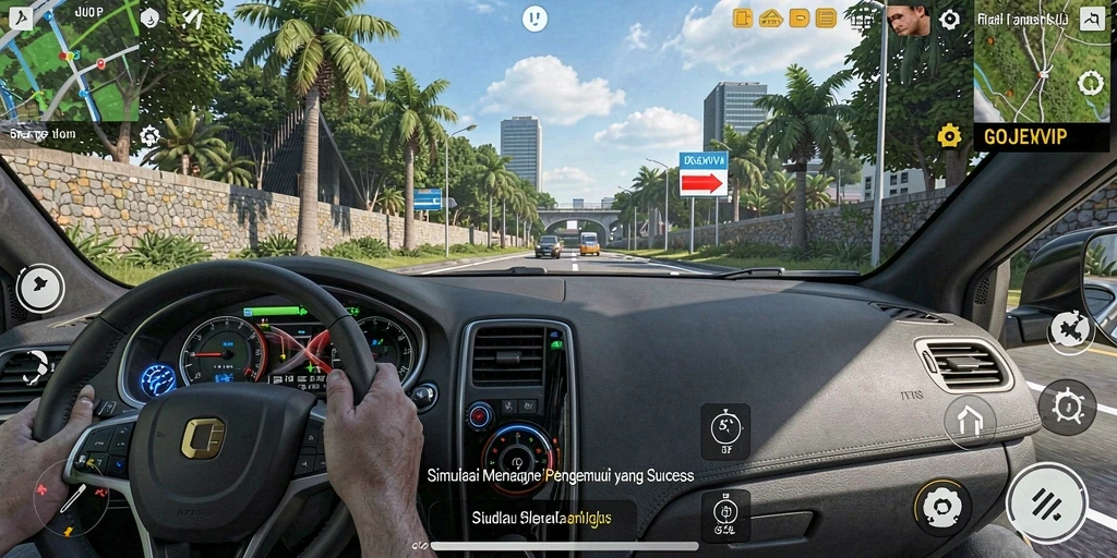 Tampilan gameplay GOJEKVIP dengan pengalaman mengemudi yang realistis.