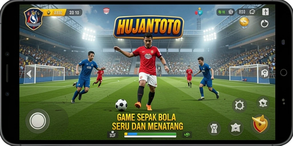 Tampilan menarik dari gameplay sepak bola yang mengasyikkan.