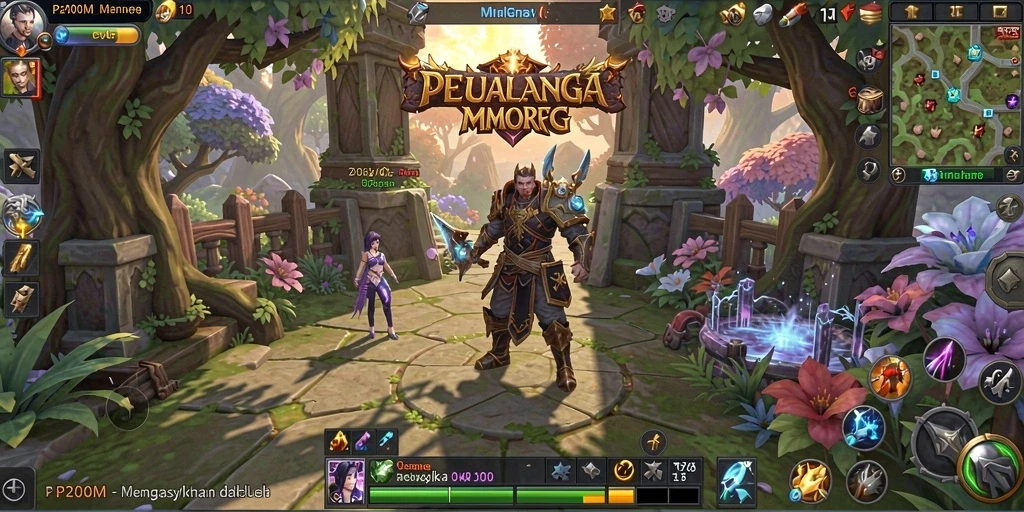 Gameplay P200M menampilkan pertarungan seru di dunia fantasi.