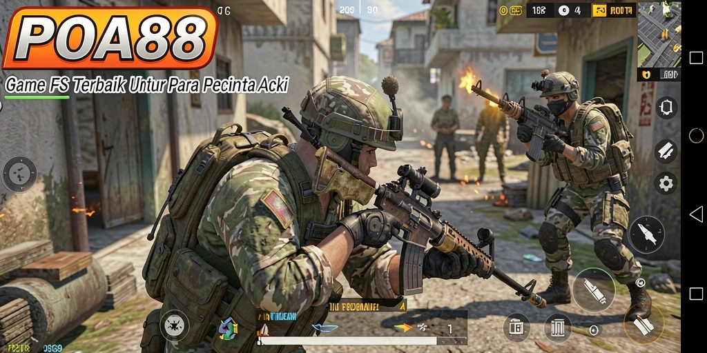 Tampilan dinamis gameplay seru POA88 dalam aksi FPS.