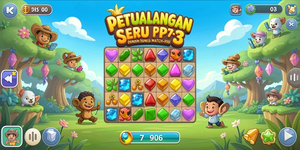 Tampilan gameplay Match-3 yang seru dan menantang.
