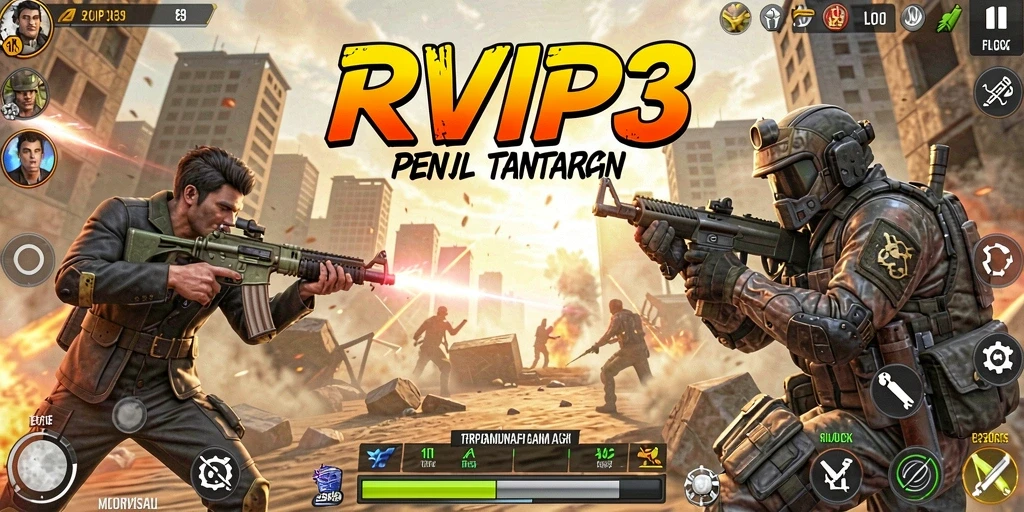 Tampilan aksi mendebarkan dari gameplay RVIP3 di tengah pertempuran.