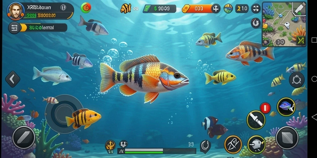 Screenshot gameplay XR88 menampilkan aksi seru menembak ikan.